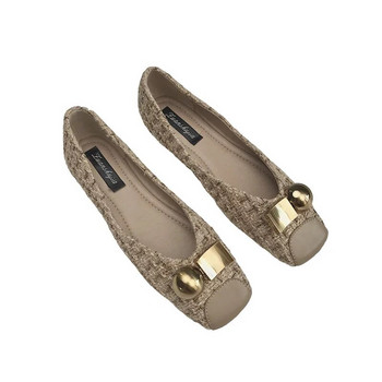 Офис дамски единични обувки Пролет/есен Плитка метална декорация Плоски обувки Дамски леки дамски обувки Zapatos De Mujer Мокасини