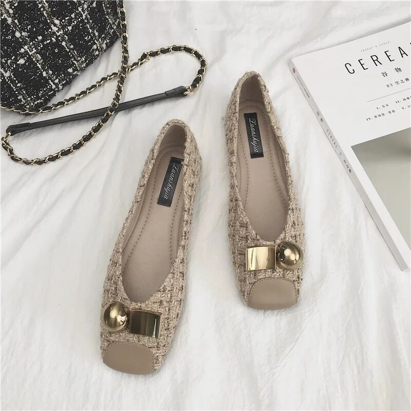 Cipele za uredske dame Proljeće/jesen Plitke metalne dekoracije Ravne cipele Ženske lagane ženske cipele Zapatos De Mujer Mokasine