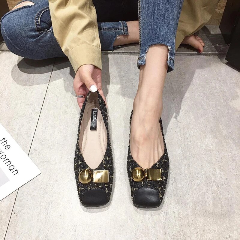 Cipele za uredske dame Proljeće/jesen Plitke metalne dekoracije Ravne cipele Ženske lagane ženske cipele Zapatos De Mujer Mokasine