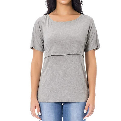 Új női blúz kismama egyszínű patchwork szoptató felsők póló nyári rövid ujjú terhes ruhák szoptatás szoptatás