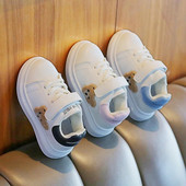 Armsa karvase karu mustriga laste tossud 2024 lameda kontsaga tüdrukute poiste kingad libisemiskindla platvormiga jooksujalatsid Laste tennised