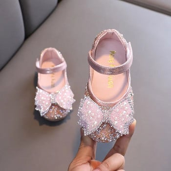 Παπούτσια για κορίτσια Φθινόπωρο για κορίτσια Δερμάτινα παπούτσια Princess Rhinestone Φιόγκος Μονά Παπούτσια Μόδα Παιδική Παράσταση Παπούτσια γάμου