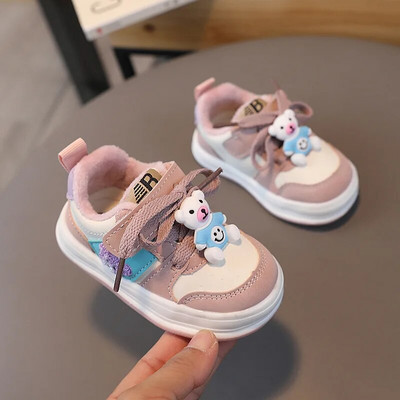 Dječja Topla sportska obuća Jesen Zima Plišane udobne tenisice za djevojčice PU koža Ležerne dječake Mekani potplat Modne dječje cipele za bebe