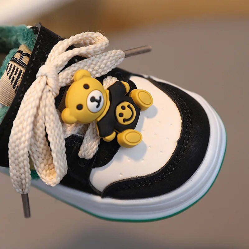 Dječja Topla sportska obuća Jesen Zima Plišane udobne tenisice za djevojčice PU koža Ležerne dječake Mekani potplat Modne dječje cipele za bebe