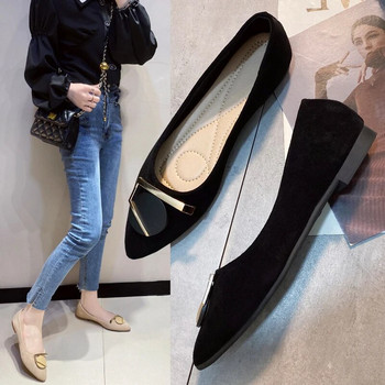 Единична дамска обувка 2023 Нова гореща мода пролет лято леки дамски обувки с плитка уста с мека подметка заострени плоски обувки