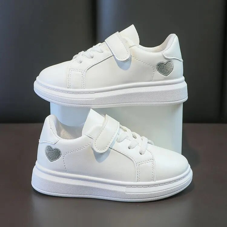 Tenisice Djeca vole stil Jednobojne bijele cipele za slobodno vrijeme za djevojčice Ravne sportske tenisice za trčanje Djeca učenice Cipele za školsku ploču 3-12 godina