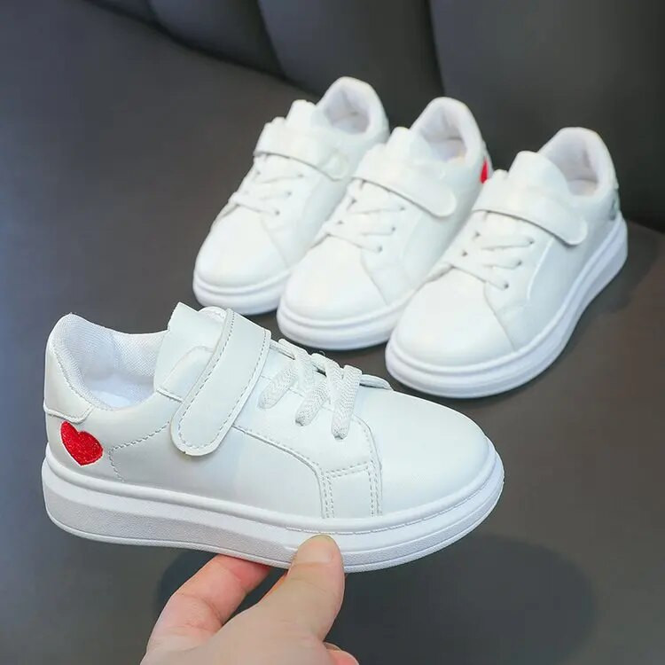 Tenisice Djeca vole stil Jednobojne bijele cipele za slobodno vrijeme za djevojčice Ravne sportske tenisice za trčanje Djeca učenice Cipele za školsku ploču 3-12 godina