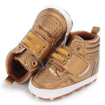 Ново кожено памучно дъно Момчета и момичета Модни бебешки обувки Новородено свободно време Меко дъно Обувки за ходене Популярни спортни обувки