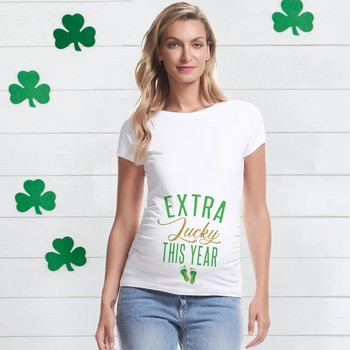Έξτρα τυχερή φέτος Ανακοίνωση εγκυμοσύνης για την Ημέρα του Αγίου Πατρικίου Πουκάμισο εγκυμοσύνης αποκαλυπτικό TSshirt Mommy To Be Gift New Mom Shirt