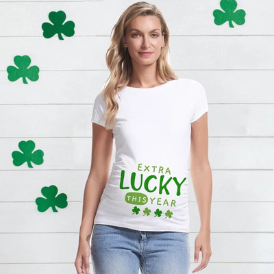 Extra Lucky This Year St. Patrick's Day Majica za najavu trudnoće Majica za otkrivanje trudnoće Majica za mamu koja će biti poklon novoj mami