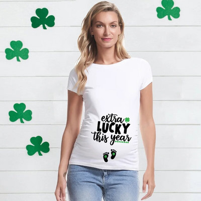 Extra Lucky This Year St. Patrick's Day Majica za najavu trudnoće Majica za otkrivanje trudnoće Majica za mamu koja će biti poklon novoj mami