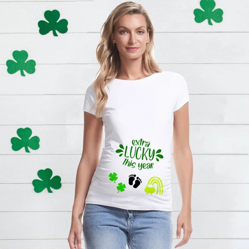 Extra Lucky This Year St. Patrick's Day Majica za najavu trudnoće Majica za otkrivanje trudnoće Majica za mamu koja će biti poklon novoj mami