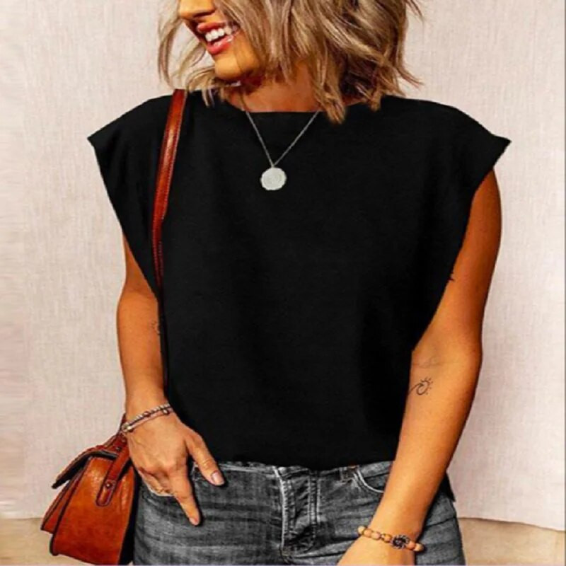 Ženska obična majica Pamučne osnovne majice Ženske ležerne majice kratkih rukava Ženska visokokvalitetna majica u 2 boje S-2XL