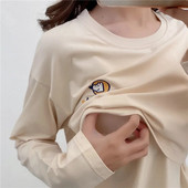 Široka proljetna majica dugih rukava od čistog pamuka Majica kratkih rukava za dojenje Odjeća za trudnice za buduće majke 2120