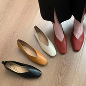 2023-as női csónakcipők, négyszögletes orrú, vintage lapos fekete naplopók Kényelmes puha bőrcipő női, nagy méretű ősznek