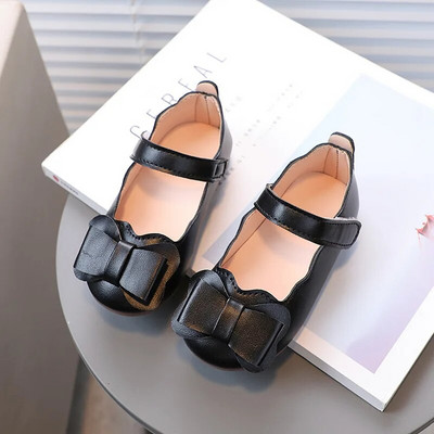 Meiteņu loki Mazi ādas apavi Bērnu modes vienkrāsaini, vienkārši ikdienas apavi Mīksti, ērti, neslīdoši plakani apavi H841