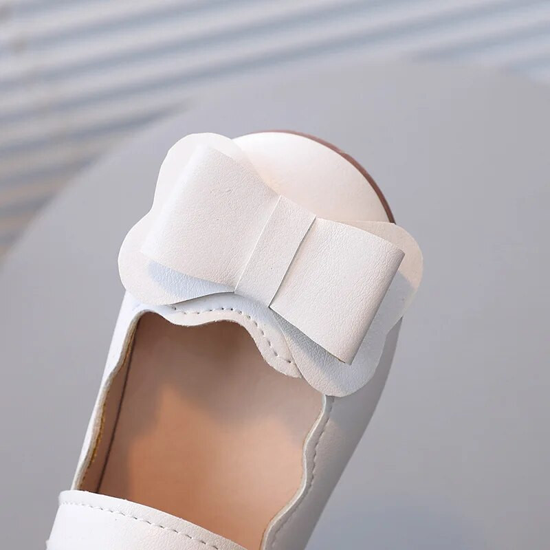 Meiteņu loki Mazi ādas apavi Bērnu modes vienkrāsaini, vienkārši ikdienas apavi Mīksti, ērti, neslīdoši plakani apavi H841