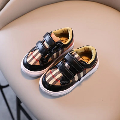 Dječje tenisice Karirane platnene cipele Korejske cipele za bebe Dječaci Djevojčice Ležerne cipele Mekano dno Neklizajuće sportske cipele PU Dječje ravne cipele 21-30