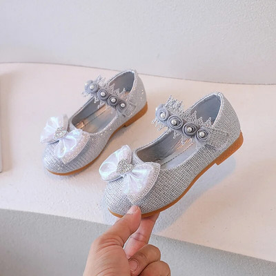 Tüdrukute nahast kingad vöörisõlm Printsesskingad Pearl Sequin Üksikud kingad Korea stiilis laste kevad-sügis Mary Janes J163