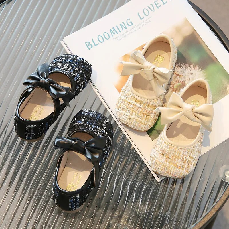 Kožne cipele za djevojčice Modne jednostruke cipele 2023. Proljeće Jesen Nove dječje cipele s mašnom za djevojčice Princess s mekim potplatom H615