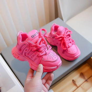 Νέο ευέλικτο κορδόνι Απλά αντιολισθητικά καθημερινά αθλητικά παπούτσια για κορίτσια αγόρια 2024 Άνοιξη φθινόπωρο ροζ χαριτωμένα παιδικά παπούτσια για τρέξιμο νήπιο