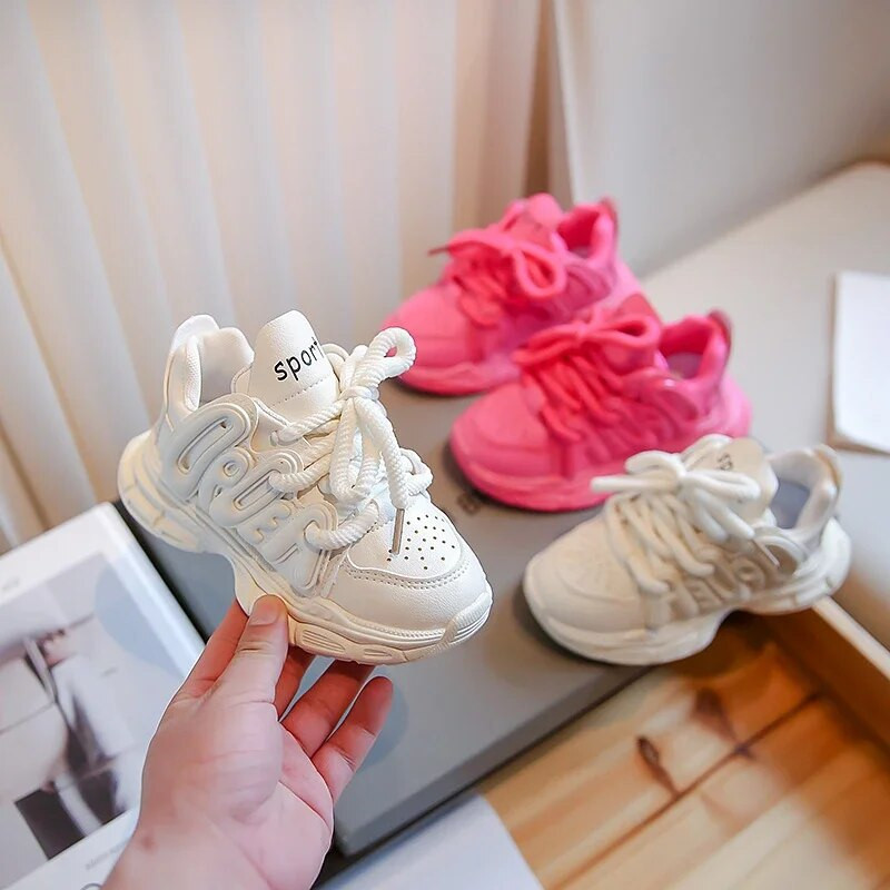 Nove svestrane ležerne tenisice na vezanje Jednostavne neklizajuće tenisice Djevojčice Dječaci 2024 Proljeće Jesen Ružičasto Ružičaste Slatke dječje Tenisice za trčanje Mala djeca
