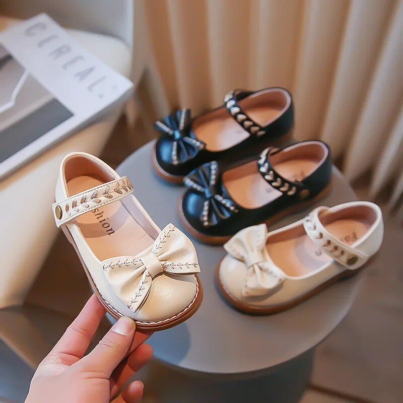 Jauki Bow Baby Girl Kurpes Modes Pērļu Meiteņu Princešu Apavi 2023 Jauni Pavasara Rudens Bērnu Ādas Apavi H588