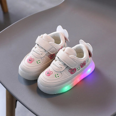 Zapatillas LED Kids Shoe Bērnu apavi meitenēm Zēniem Luminous Casual Sneakers Neslīdošs, mīksts, mirdzošs mazs lācis, toddler apavi