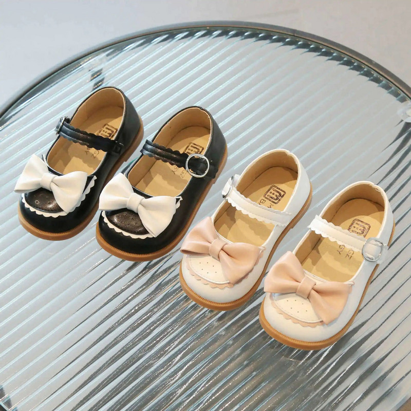 Pavasara meiteņu loku ādas apavi 2023. gada modes bērnu apavi studentiem, mīkstās princeses apavi bērniem ar mīkstu apakšu H691