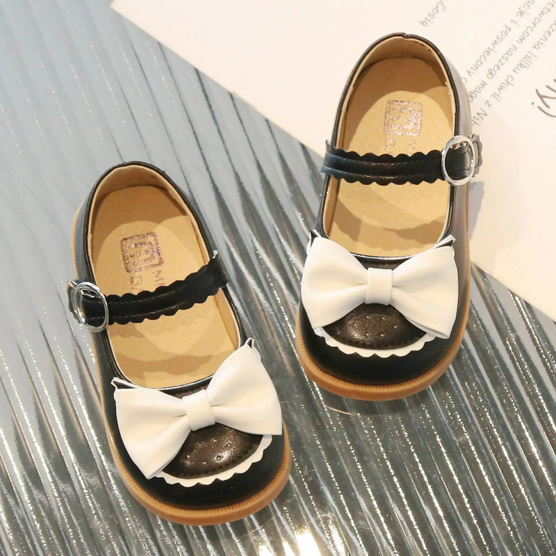 Pavasara meiteņu loku ādas apavi 2023. gada modes bērnu apavi studentiem, mīkstās princeses apavi bērniem ar mīkstu apakšu H691