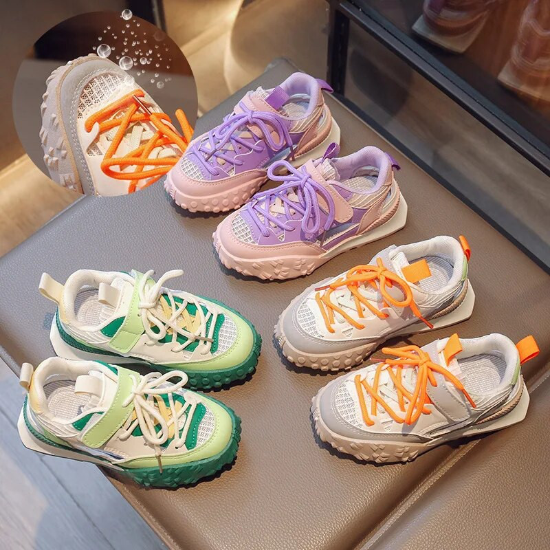 Tenis vasaras kedas zēniem meitenēm bērniem elpojošs siets sporta apavu Candy krāsa mīksta zole pret slīdēšanu bērnu apavi ikdienas čības