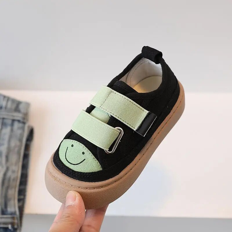 Bērniem smaidoša seja Elpojošs audekla apavi zēniem meitenēm Modes bērniem ikdienas apavi kedas mīkstas zoles neslīdošas bērnu apavi