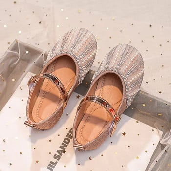 Κοριτσίστικα παπούτσια Princess Soft Flats Παπούτσια Άνοιξη Φθινόπωρο Νέες πούλιες Μαργαριτάρια στρας Performance Party Γάμος παιδικά παπούτσια H290