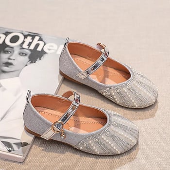 Κοριτσίστικα παπούτσια Princess Soft Flats Παπούτσια Άνοιξη Φθινόπωρο Νέες πούλιες Μαργαριτάρια στρας Performance Party Γάμος παιδικά παπούτσια H290