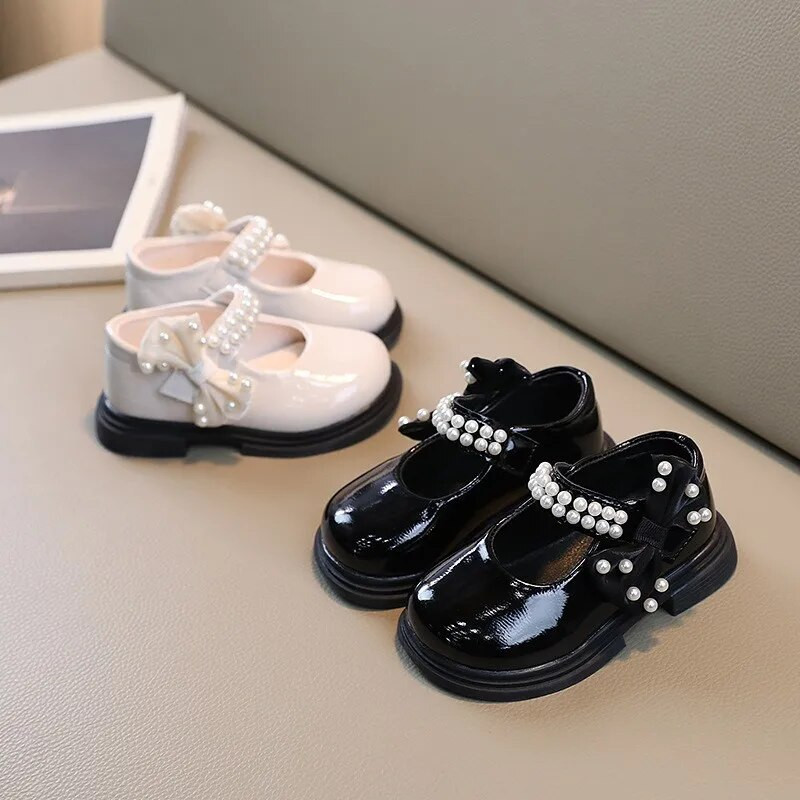 Nove jesenske dječje ravne cipele Modne Sweet Pearl lakirane cipele princeze za djevojčice Neklizajuće dječje ležerne cipele J79