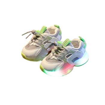 кроссовки детские Детски ежедневни обувки Детски маратонки за момчета Момичета Есенни светещи модни дишащи мрежести LED спортни обувки