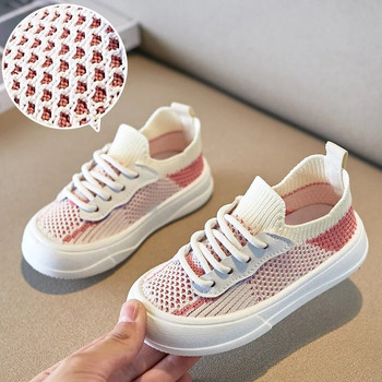 Тенис Детски ежедневни обувки за момичета Момчета Пролет Лято Нови плетени мрежести дишащи детски обувки Меко дъно Маратонки против приплъзване