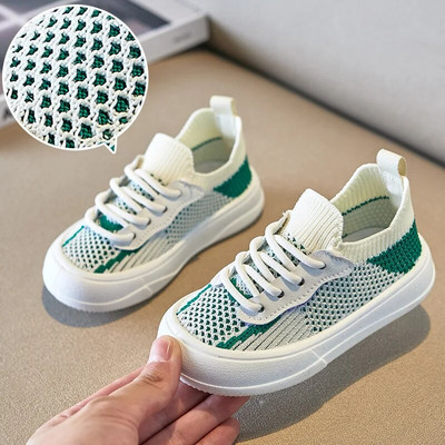 Tenis Bērnu ikdienas apavi meitenēm zēniem pavasaris vasara jauni trikotāžas tīklveida elpojoši bērnu apavi ar mīkstu apakšu pretslīdēšanas kedas