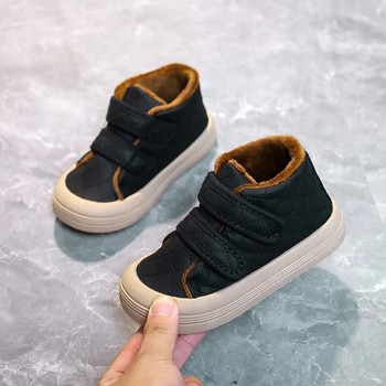 Παιδικά δερμάτινα παπούτσια για κορίτσια Velvet casual ψηλά βαμβακερά παπούτσια για αγόρια μποτάκια παιδικά βελούδινα μποτάκια χειμώνα 3-7 ετών
