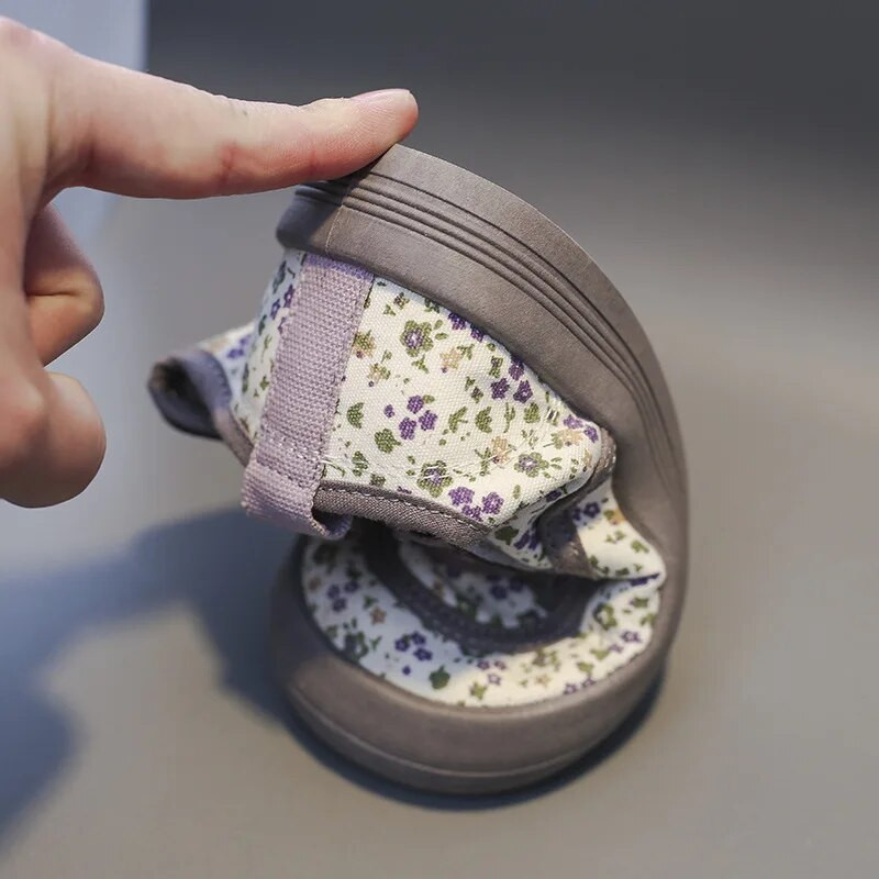 Pavasaris Rudens Bērnu ikdienas apavi zīdaiņiem Meiteņu audekla apavi puķu čības ar mīksto zoli Bērnu apavi zīdaiņiem āra apavi