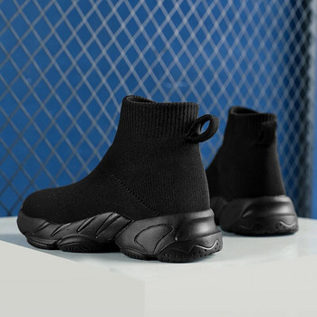 Луксозни обувки Маркови маратонки за момичета Черен чорап Маратонки Детски високи обувки с платформа Детски обувки за тенис за момиче Безплатна доставка
