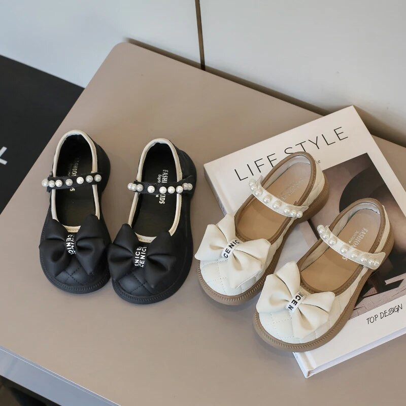 Jauki meiteņu ādas apavi 2023. gada pavasaris, rudens, jauni bērniem, mīkstas princeses ikdienas apavi.