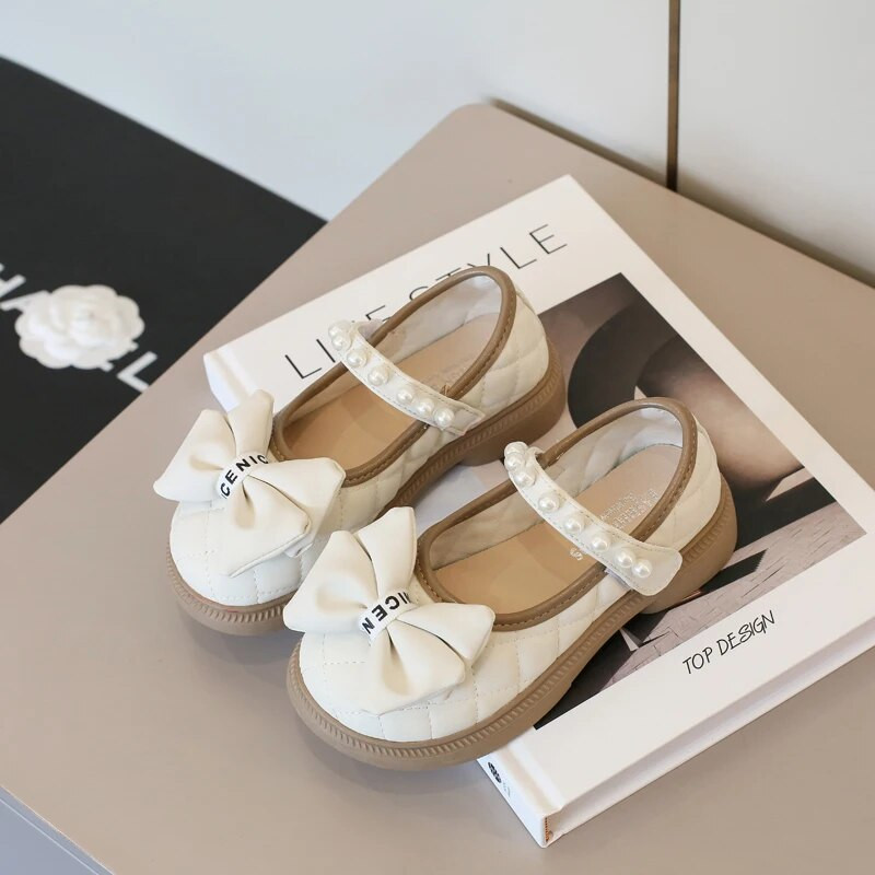 Jauki meiteņu ādas apavi 2023. gada pavasaris, rudens, jauni bērniem, mīkstas princeses ikdienas apavi.