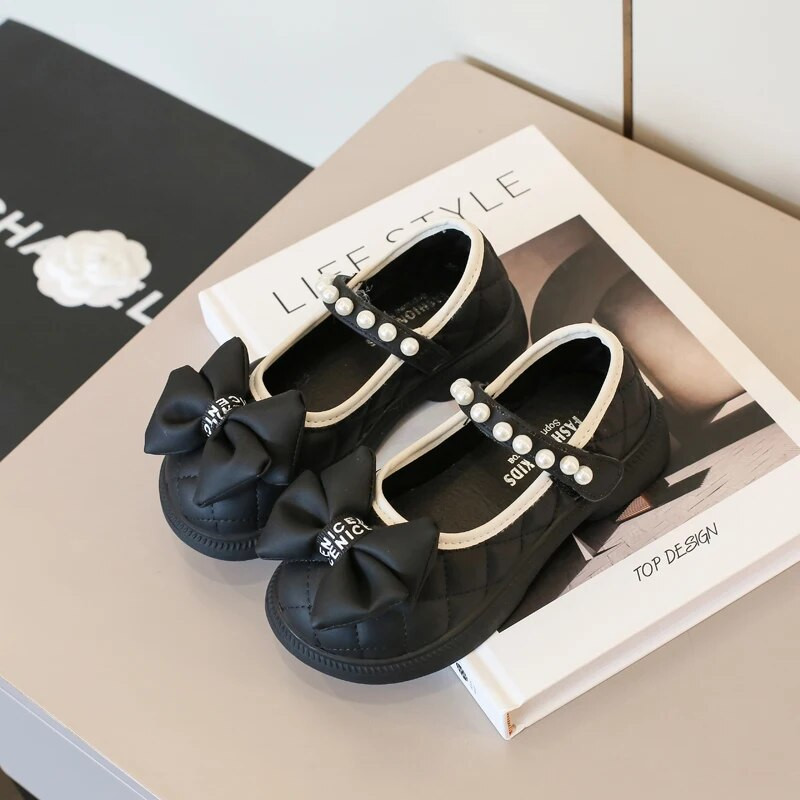 Jauki meiteņu ādas apavi 2023. gada pavasaris, rudens, jauni bērniem, mīkstas princeses ikdienas apavi.