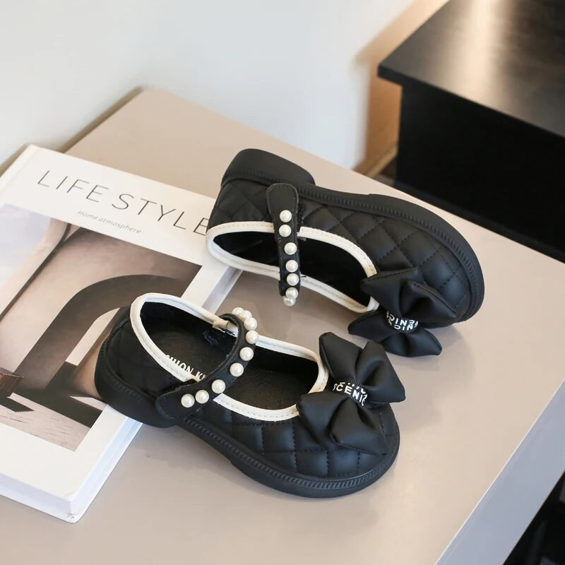 Jauki meiteņu ādas apavi 2023. gada pavasaris, rudens, jauni bērniem, mīkstas princeses ikdienas apavi.