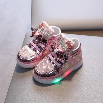 Малки анимационни детски маратонки с LED светлина Деца Момичета Малки ежедневни обувки Високи светещи обувки Момче Светещи маратонки