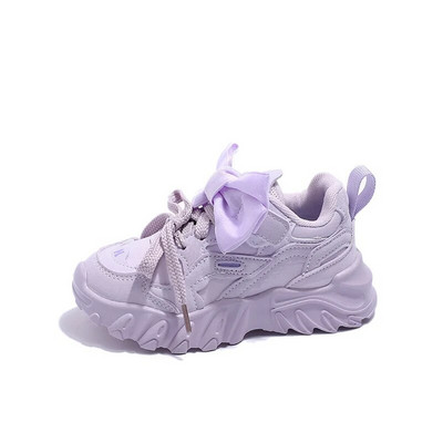 Gyermek tornacipő Rózsaszín légáteresztő alkalmi cipő lányoknak divatos masni vastag talpú gyerekcipő Princess puha csúszásmentes futócipő