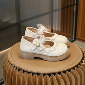 Nove kožne cipele za djevojčice Jednostavna čipkasta mašna Dječja modna ležerna obuća s okruglim prstima Dječje natikače princeze Lolita stil Proljeće 2023.