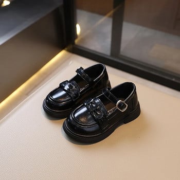 Παιδικά δερμάτινα παπούτσια 2023 Άνοιξη Νέα Loafers για κορίτσια Ευέλικτα μαλακά μαύρα παπούτσια με γάντζο και βρόχο Performance παιδικά παπούτσια για ομοιόμορφο σχολείο