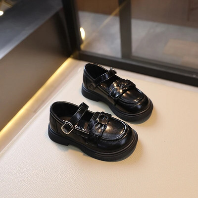 Dječje kožne cipele Proljeće 2023. Novo mokasinke za djevojčice Svestrane mekane crne cipele na kuku i petlju Dječje cipele za školske uniforme